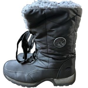 Totes Womens Zip/Lace up Black Faux Fur Lined Snow Rain Waterproof Boots Size 8